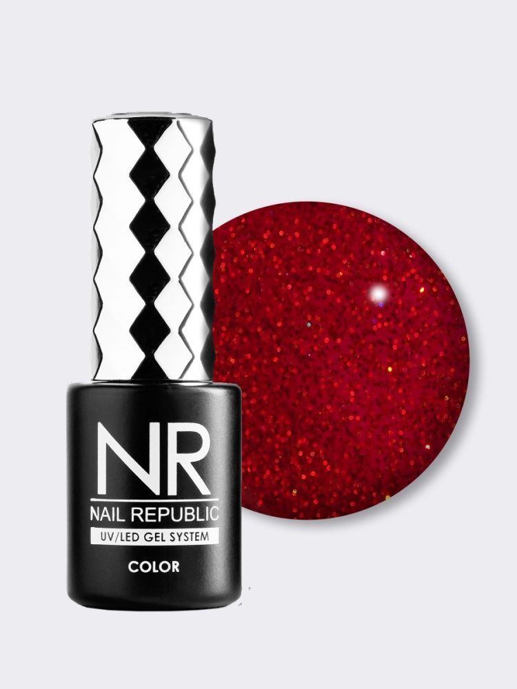 NR, 433 Perfect red гель-лак, Мерцающий рождественский, 10 мл
