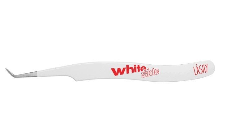 LASHY, Пинцет профессиональный для наращивания ресниц WHITE SIDE, тип L 7 мм