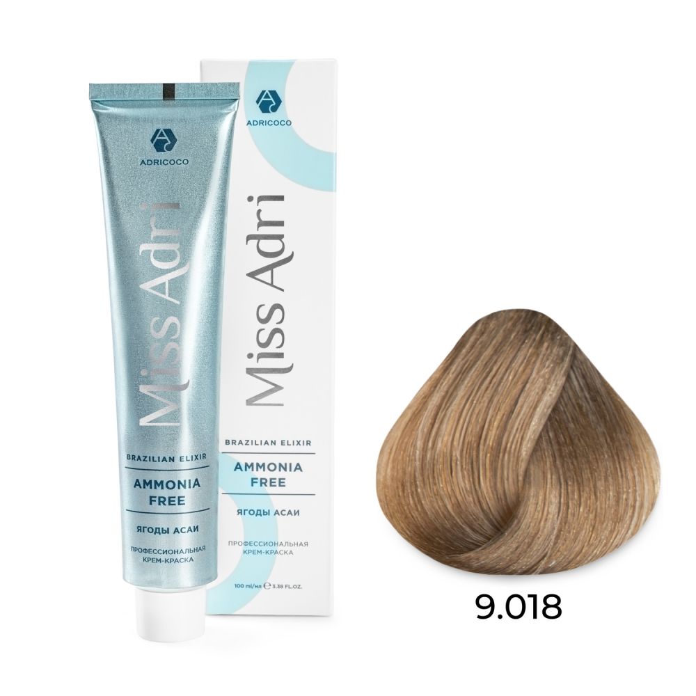 ADRICOCO, К/к д/волос Miss Adri Brazilian Elixir 9.018 оч. св.блонд прозр.лакр.100 мл, арт.1001457 