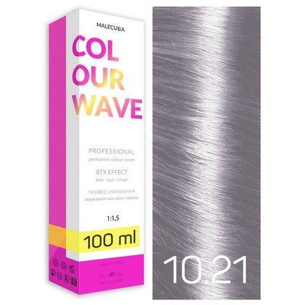 Malecula, Крем-краска 10.21 Platinum Ash Pearl Blond/Платиновый пепельно-перламутровый блонд, 100мл